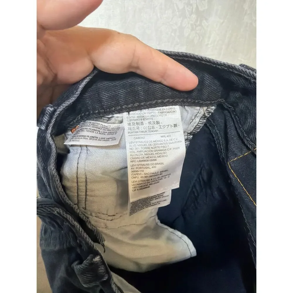 Levis 501 Jeans 30x30 Black Denim Original Fit Button Fly Straight Leg Mid Rise
